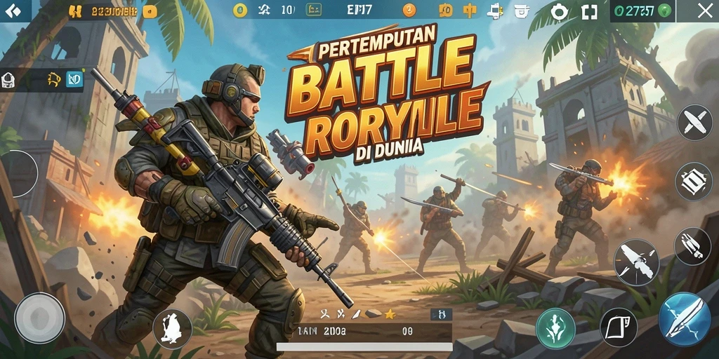 Tampilan aksi seru dalam gameplay 2757 Battle Royale.