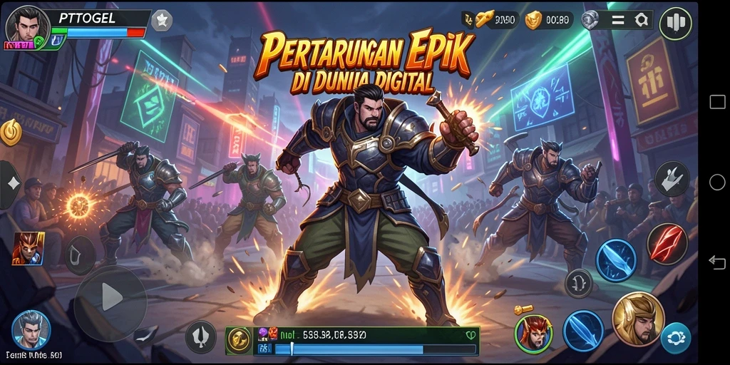 Tangkapan layar menampilkan duel seru antara karakter dalam PTTOGEL.